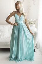 Load image into Gallery viewer, SENAT PLEATED DRESS TURQUOISE 66001-2
