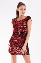 Load image into Gallery viewer, EVA&amp;LOLA  DRESS sequins RED 54005-1
