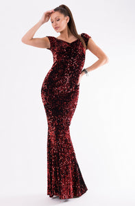 EVA&LOLA  DRESS sequins RED 54004-1