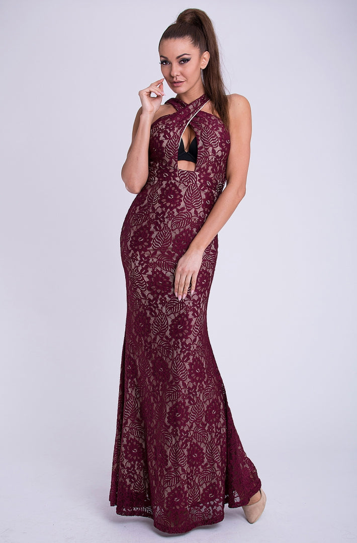 EVA & LOLA DRESS - Maroon 26011-2