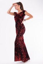 Load image into Gallery viewer, EVA&amp;LOLA  DRESS sequins RED 54004-1
