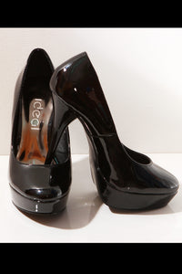 3120-1 Lacquered high heels and platform - black