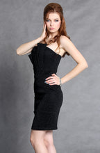 Load image into Gallery viewer, 4102-3 of the shining Crash dress with pleats on the bust with lining - black
