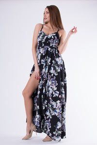 EVA & LOLA FLOWERS DRESS ROYAL BLACK 58008-1