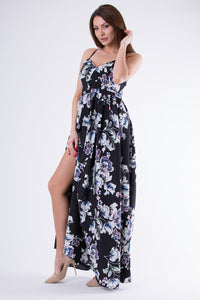 EVA & LOLA FLOWERS DRESS ROYAL BLACK 58008-1