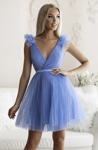 Load image into Gallery viewer, SENAT SHORT PLEATED  DRESS DELICATE BLUE 66003-3
