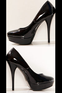 3120-1 Lacquered high heels and platform - black